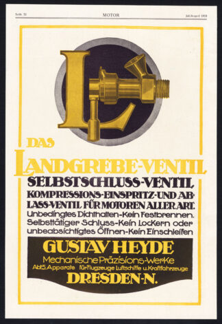 Antique Print-ADVERTISING-GUSTAV HEYDE-VALVE-RIEBE-BALL BEARING-TOOLS-Motor-1917