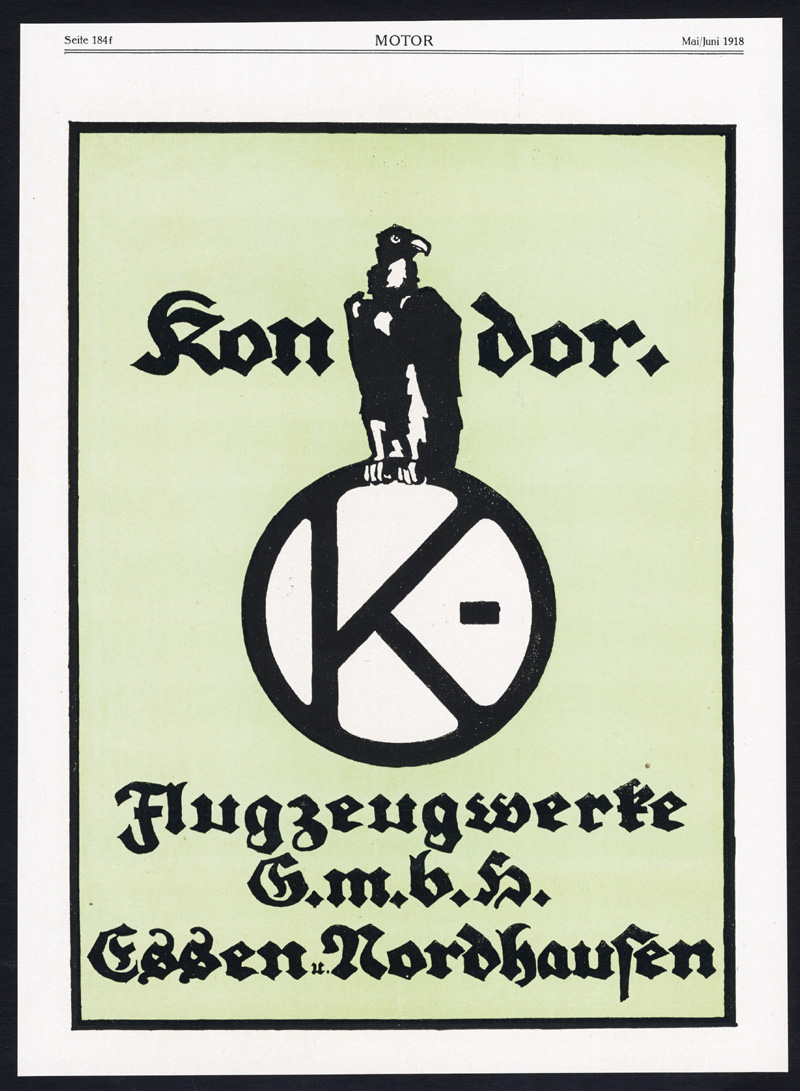 , Antique Print-ADVERTISING-KONDOR-EISENFUHR-LANDING GEAR-AIRCRAFT-Motor-1917, Pictura Antique Prints