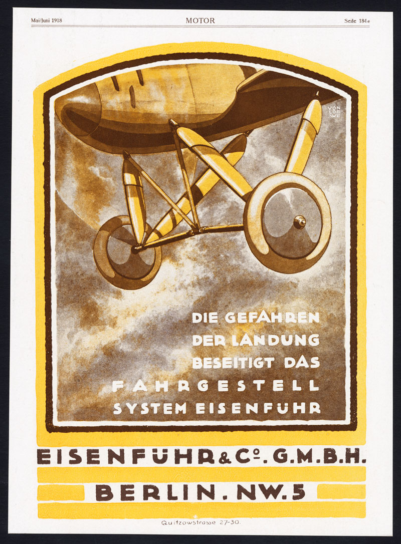 , Antique Print-ADVERTISING-KONDOR-EISENFUHR-LANDING GEAR-AIRCRAFT-Motor-1917, Pictura Antique Prints