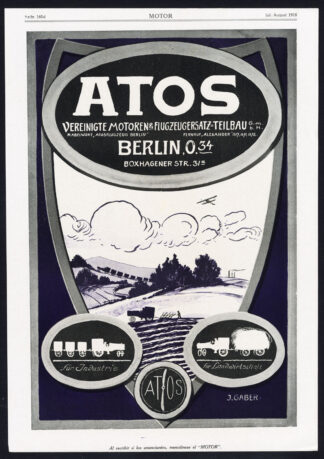 Antique Print-ADVERTISING-ATOS-ENGINE-AIRCRAFT-UNION-METAL INDUSTRY-Motor-1917