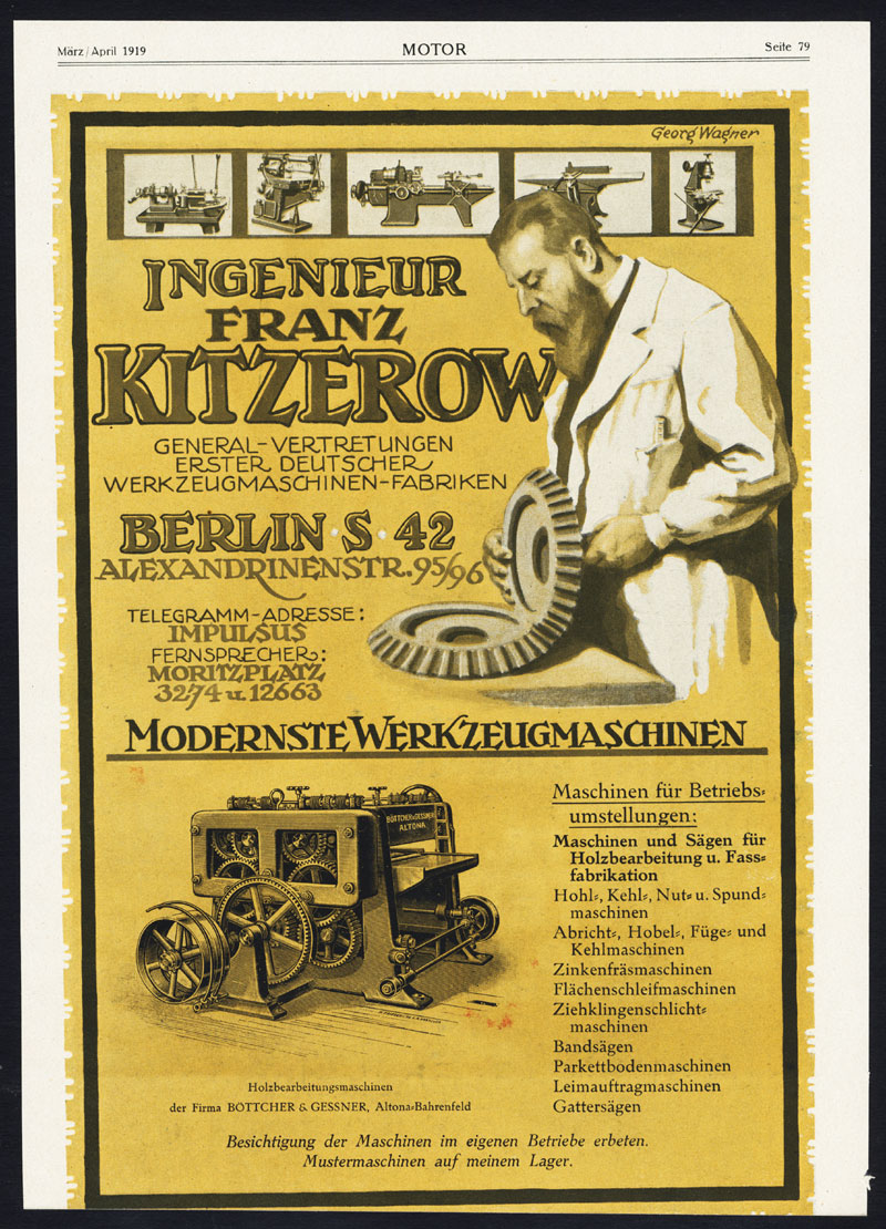 , Antique Print-ADVERTISING-GUSTAV RICHTER-SCREWS-AIRCRAFT-KITZEROW-Motor-1917, Pictura Antique Prints