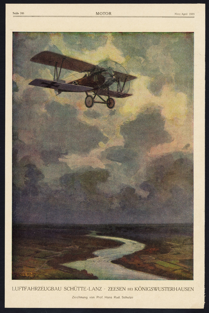 , Antique Print-ADVERTISING-SCHUTTE LANZ-AIRCRAFT-LOEB-CAR-ENGINE-Motor-1917, Pictura Antique Prints