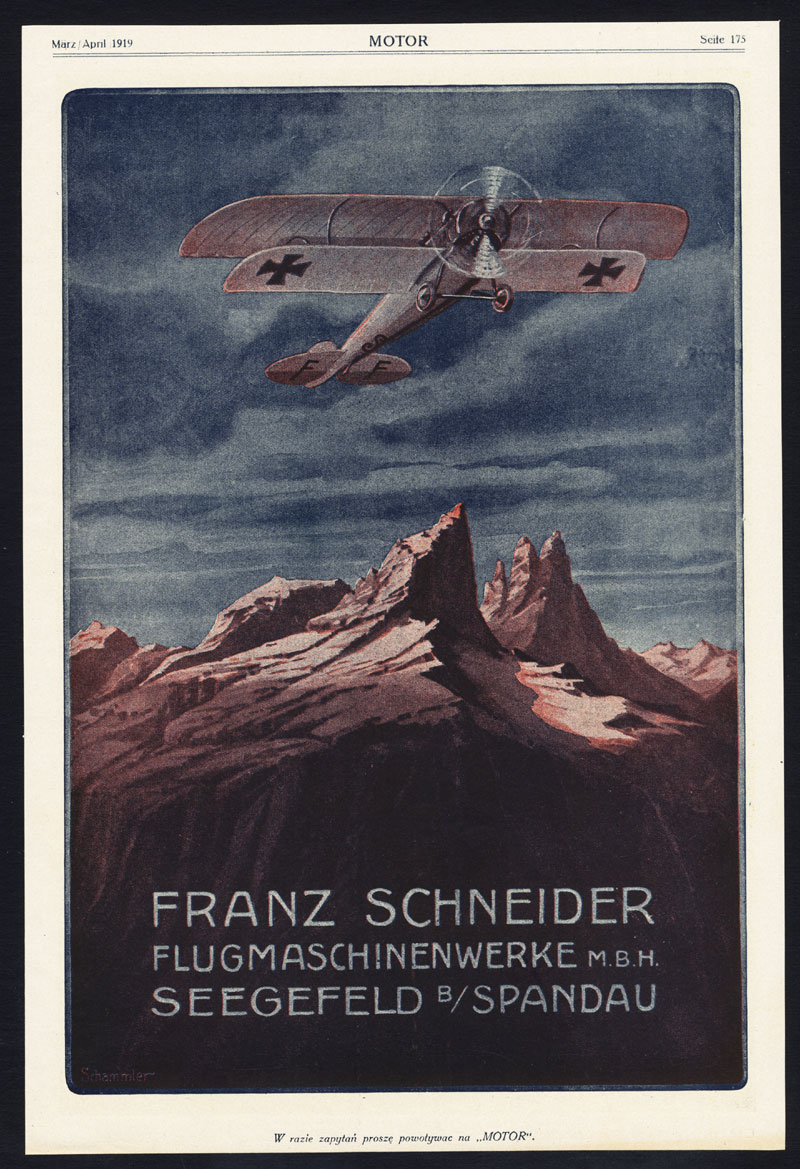 , Antique Print-ADVERTISING-FRANZ SCHNEIDER-AIRCRAFT INDUSTRY-AIRPLANE-Motor-1917, Pictura Antique Prints
