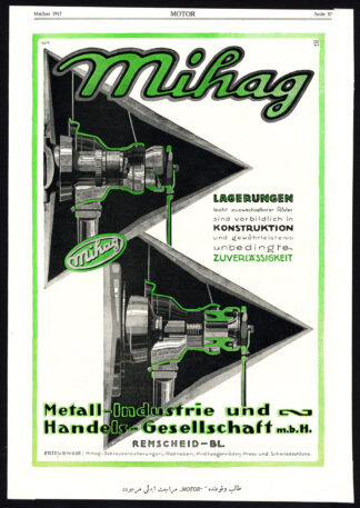 Antique Print-ADVERTISING-MIHAG-METAL INDUSTRY-IHLE-TACHOMETER-Motor-1917