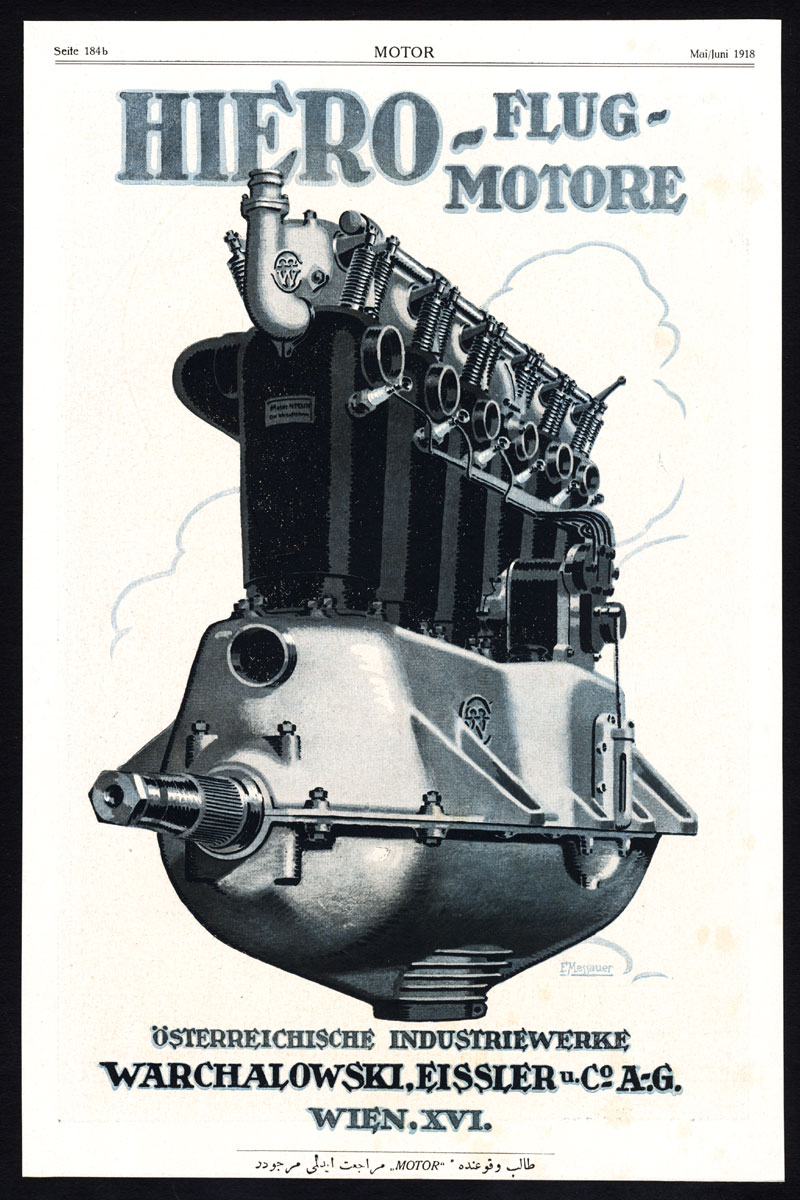 , Antique Print-ADVERTISING-SCHWEIZER-ENAMEL-HIERO-AIRCRAFT ENGINE-AUSTRIA-1917, Pictura Antique Prints