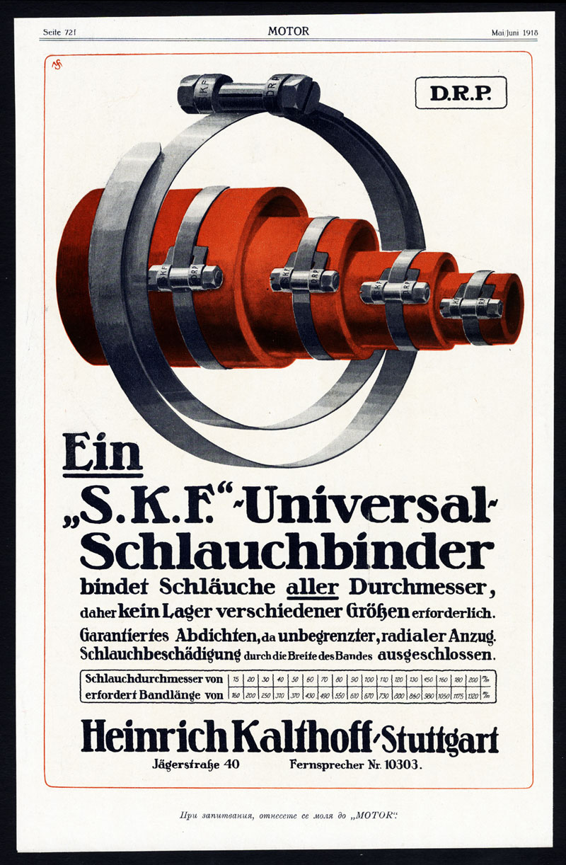 , Antique Print-ADVERTISING-HORBACH-SCHMITZ-CONSTRUCTION-SKF-HOSE CLAMP-CAR-1917, Pictura Antique Prints