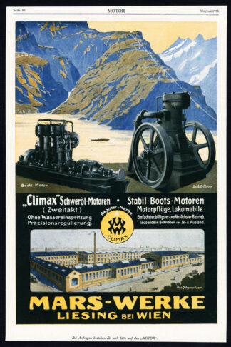 Antique Print-ADVERTISING-MARS WERKE-FUEL OIL-ENGINE-EISENFUHR-MACHINE-TOOL-1917