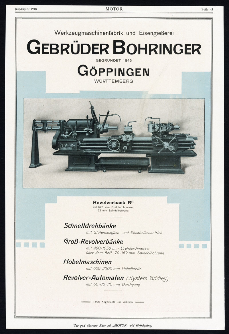 , Antique Print-ADVERTISING-BOHRINGER-IRON FOUNDRY-SCHOELLER-STEEL-GERMANY-1917, Pictura Antique Prints