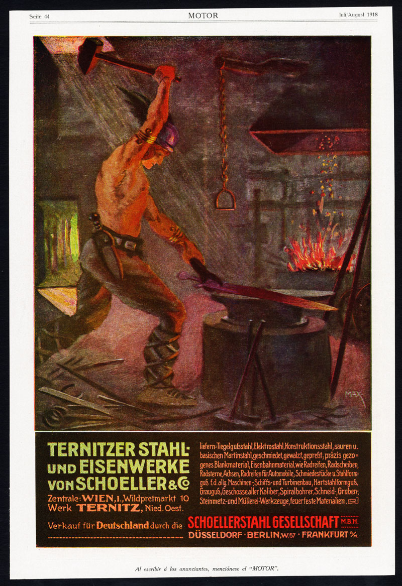, Antique Print-ADVERTISING-BOHRINGER-IRON FOUNDRY-SCHOELLER-STEEL-GERMANY-1917, Pictura Antique Prints