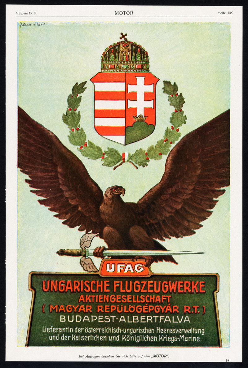 , Antique Print-ADVERTISING-AIRCRAFT FACTORY-UFAG-AUSTRIA-HUNGARY-GERMANY-1917, Pictura Antique Prints
