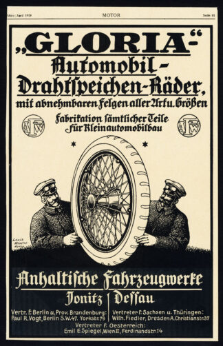 Antique Print-ADVERTISING-MAYBACH-CAR-ENGINE-GLORIA-SPOKED WHEELS-GERMANY-1917