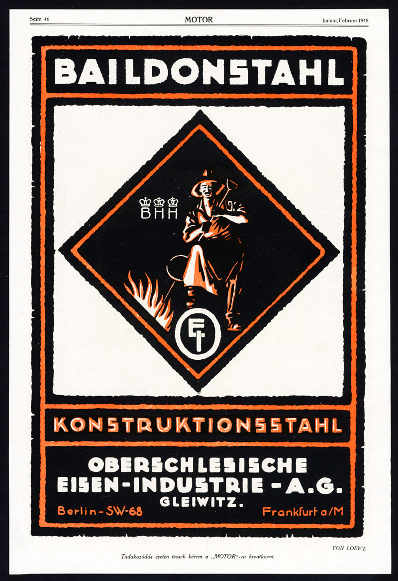, Antique Print-ADVERTISING-STEEL INDUSTRY-HOLLMANN-BALL BEARINGS-GERMANY-1917, Pictura Antique Prints