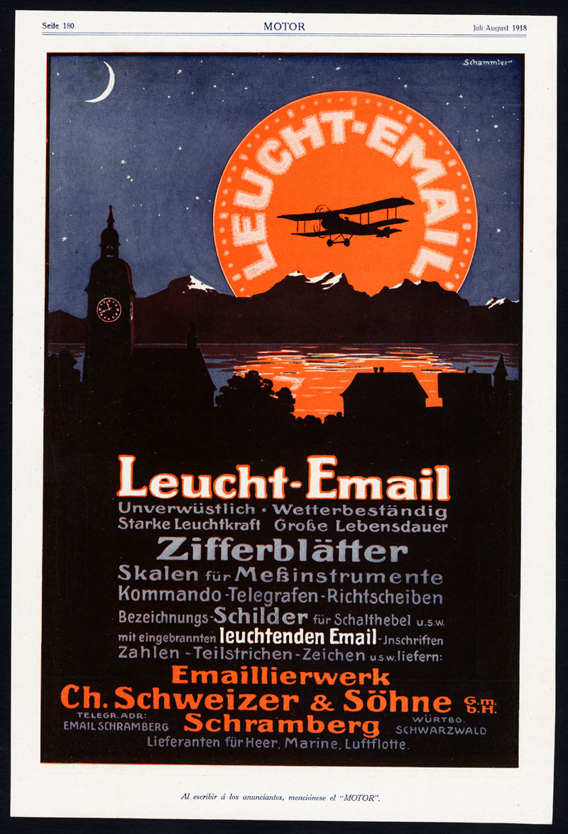 , Antique Print-ADVERTISING-SCHWEIZER-ENAMEL-AIRCRAFT-CAR WHEELS-ARCO-GERMANY-1917, Pictura Antique Prints