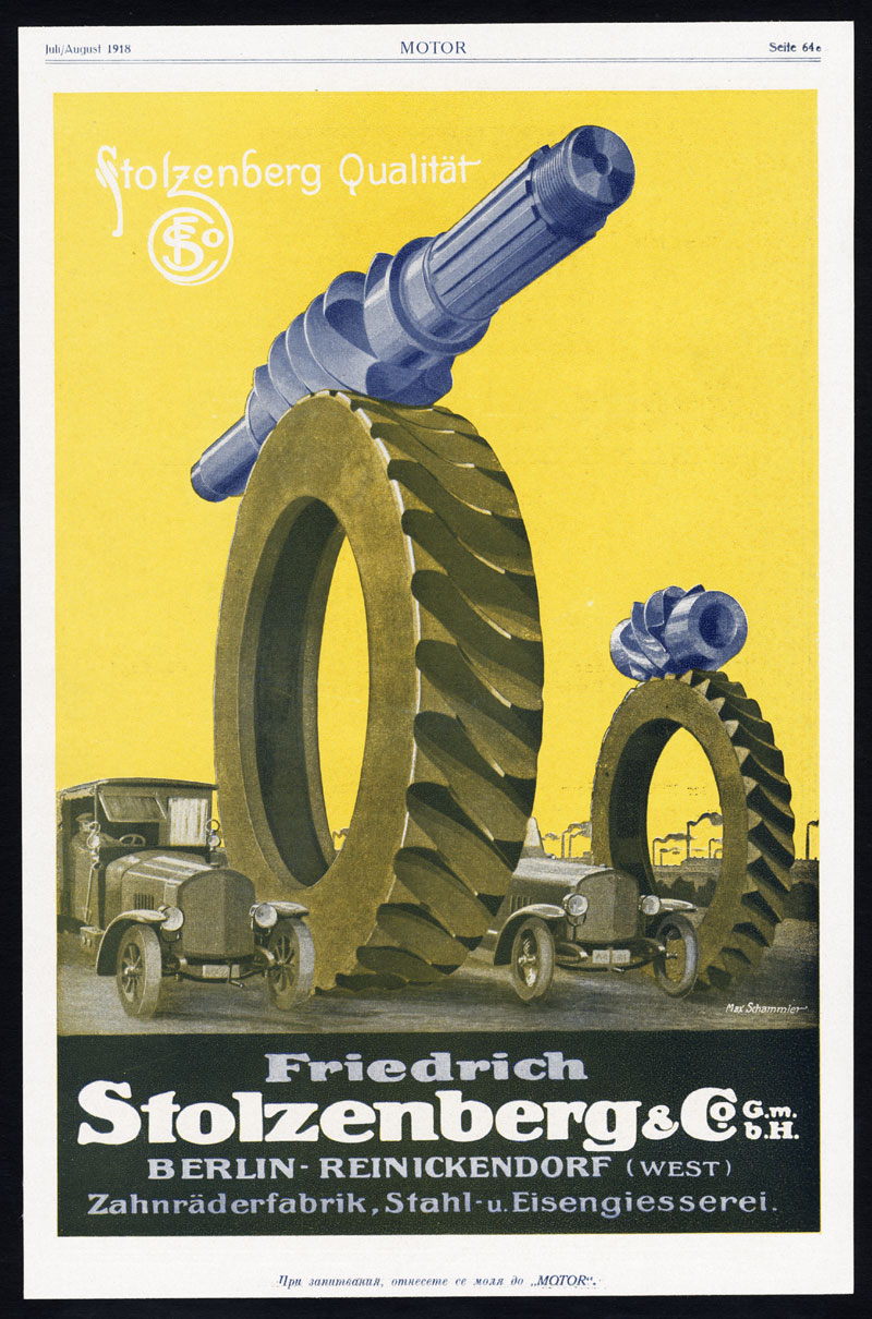 , Antique Print-ADVERTISING-STOLZENBERG-COG WHEEL-STEEL-IRON FOUNDRY-GERMANY-1917, Pictura Antique Prints