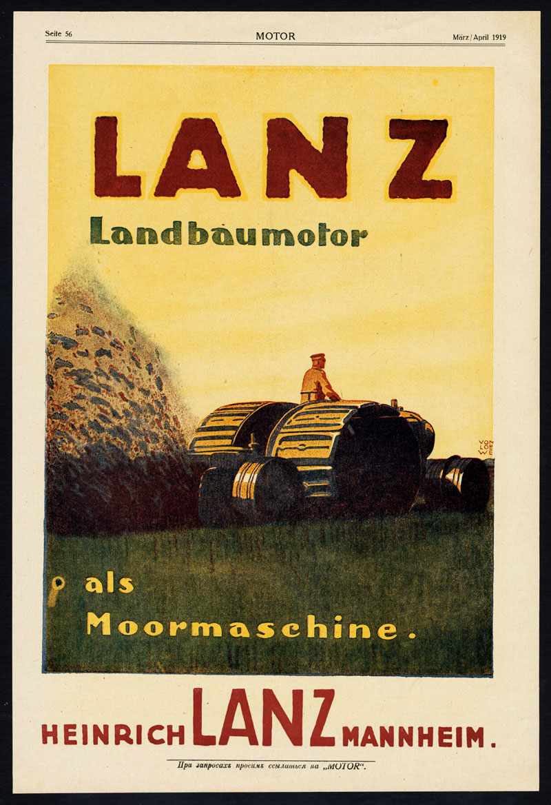 , Antique Print-ADVERTISING-BRENNABOR-CARS-LANZ-AGRICULTURE-TRACTOR-GERMANY-1919, Pictura Antique Prints