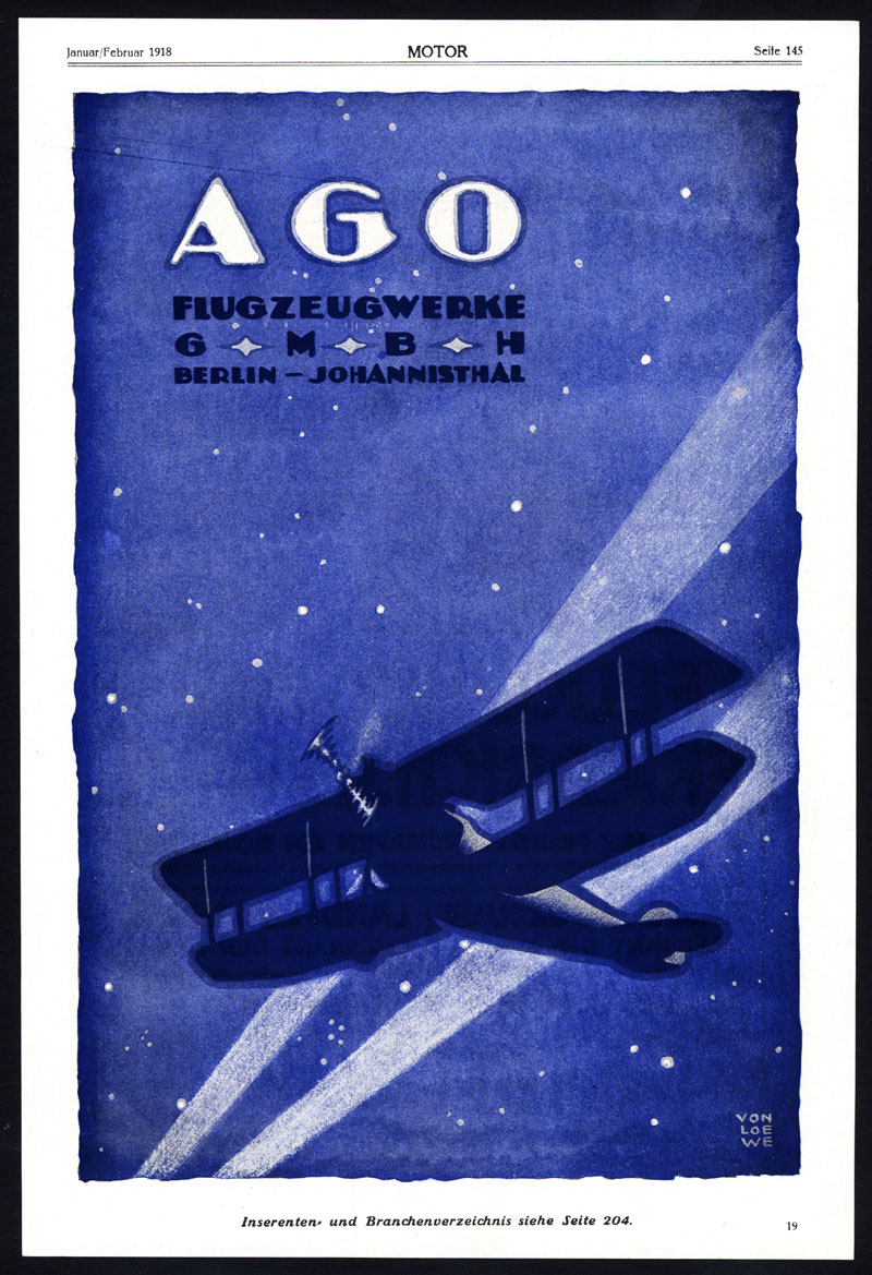 , Antique Print-ADVERTISING-AGO-AIRCRAFT INDUSTRY-FRIEDRICHSHAFEN-GERMANY-1918, Pictura Antique Prints