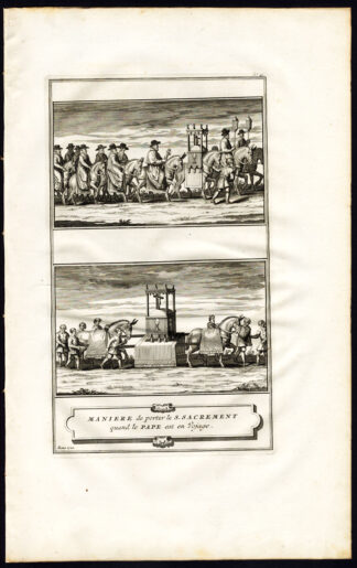 Antique Print-HOLY SACRAMENT-POPE-HORSE-CATHOLIC CUSTOMS-Picart-1727