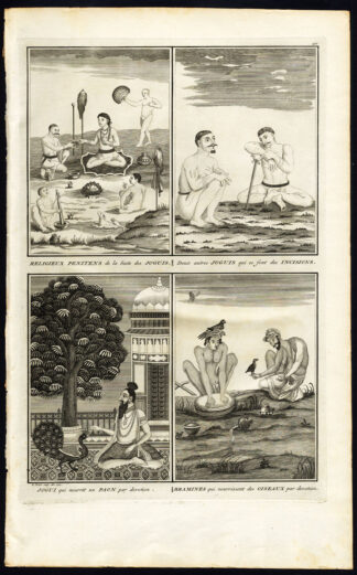 Antique Print-BRAHMIN-INDIA-YOGI-PENITENCE-RELIGIOUS CUSTOM-PEACOCK-Picart-1727