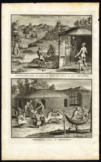 Antique Print-ORINOCO-SOUTH AMERICA-BRAZIL-FUNERAL CEREMONY-SKELETON-Picart-1727