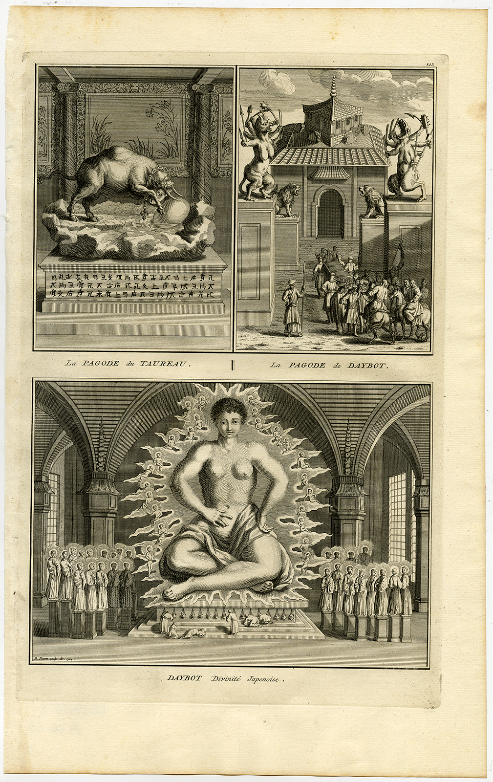 , Antique Print-CHINA-RELIGIOUS WORSHIP-PAGODA-DAYBOT-DAIBUTSU-BUDDHA-Picart-1727, Pictura Antique Prints