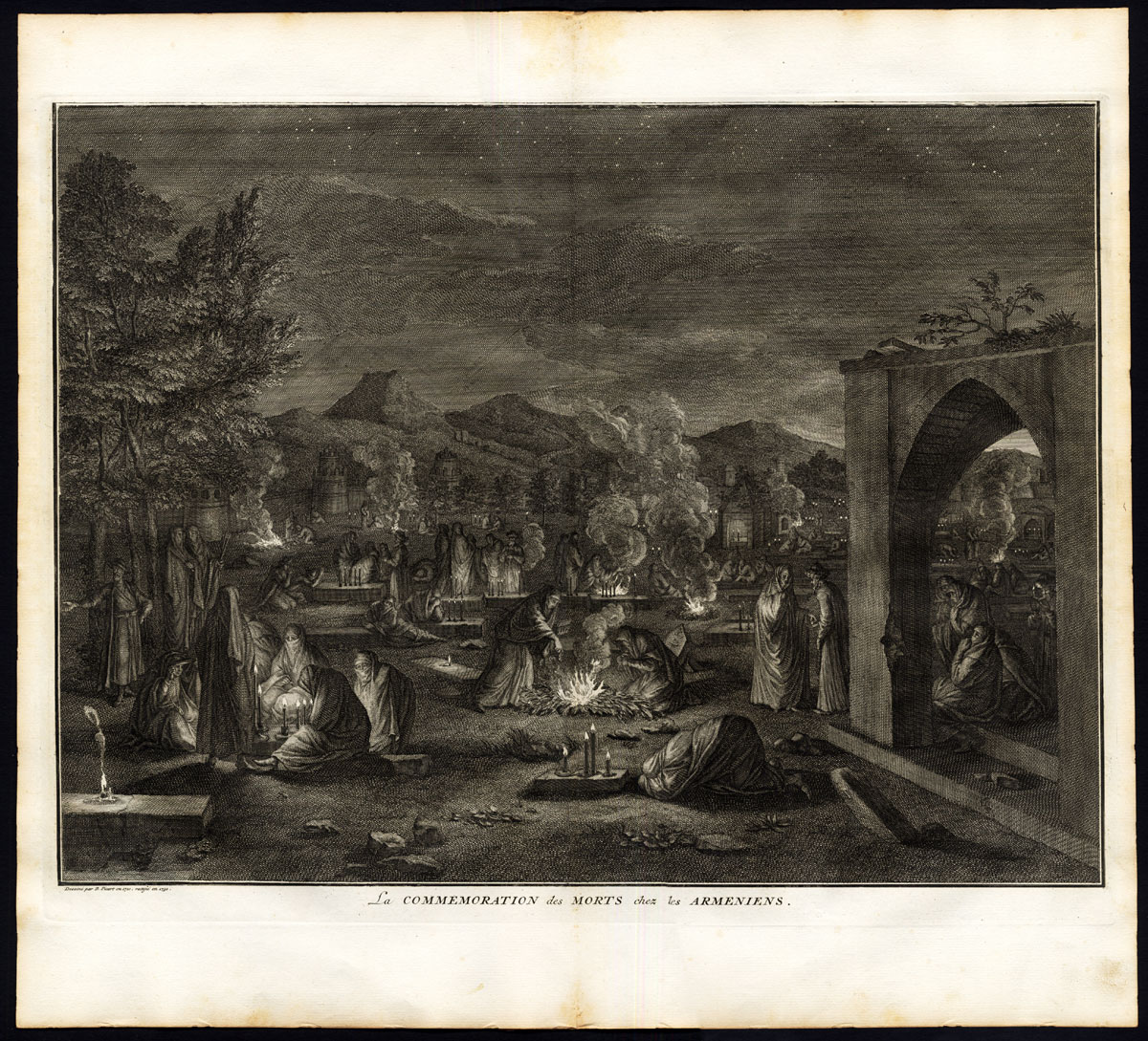 , Antique Print-ARMENIANS-COMMEMORATION OF THE DEAD-RELIGIOUS CUSTOM-Picart-1727, Pictura Antique Prints