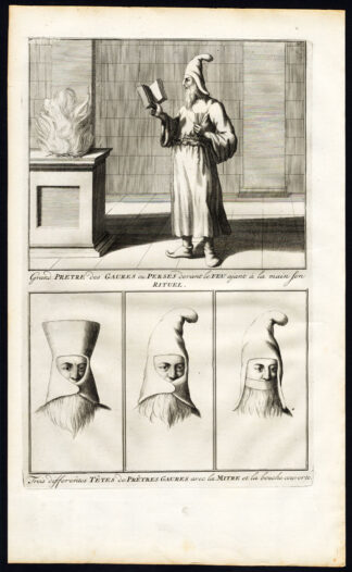 Antique Print-PERSIA-IRAN-PRIEST-RELIGIOUS RITUAL-MITRE-Picart-1727