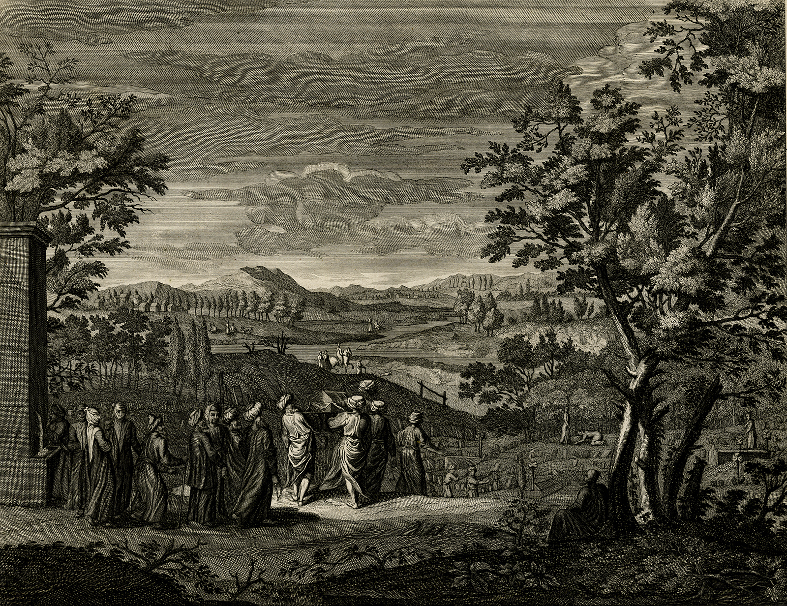 , Antique Print-TURKISH FUNERAL-CONSTANTINOPLE-ISTANBUL-TURKEY-Picart-1727, Pictura Antique Prints