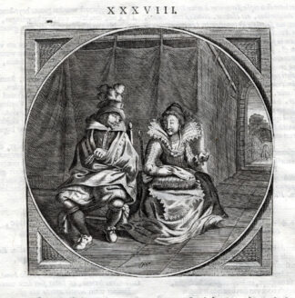 Antique Print-PROVERB-NEEDLE-THREAD-LOVE-J. Cats-1655