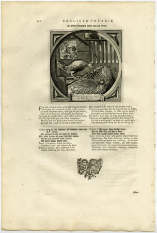 Antique Print-Emblem-Satirical-Proverb-HEN-EGG-NEST-Venne-Cats-1655