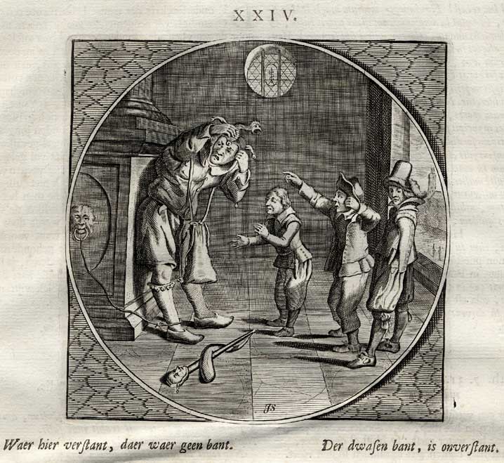 , Antique Print-ACT LIKE A FOOL-Venne-Jacob Cats-1655, Pictura Antique Prints