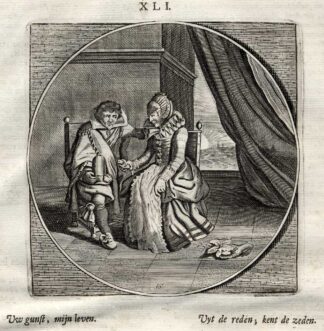 Antique Print-PROVERB-LOVE-MARRIAGE-Jacob Cats-1655