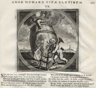 Antique Print-PROVERB-BARREL-CUPID-Jacob Cats-1655