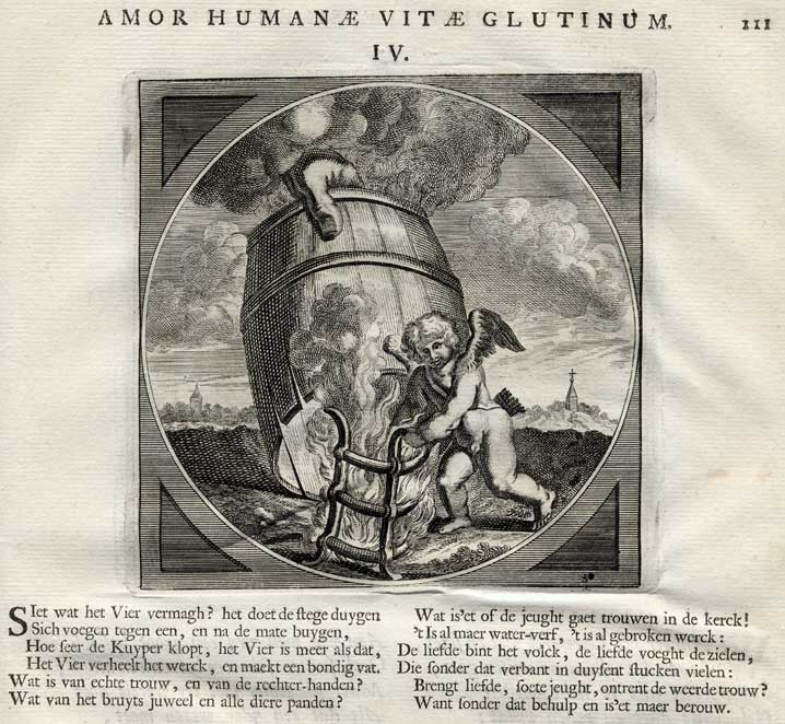 , Antique Print-PROVERB-BARREL-CUPID-Jacob Cats-1655, Pictura Antique Prints