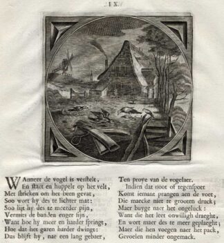Antique Print-PROVERB-BIRD-STRING-Jacob Cats-1655
