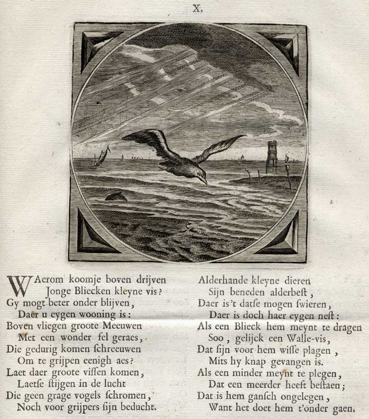 Cats20 20006620 20x 416x472 Antique Print-PROVERB-SMALL FISH-BIRD-Jacob Cats-1655