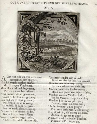 Antique Print-PROVERB-FINCH CATCHING-Jacob Cats-1655