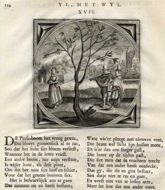 Antique Print-PROVERB-LOVE-PEACH-BE SLOW-J. Cats-1655