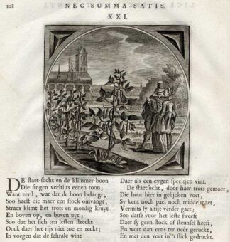 Antique Print-PROVERB-BEAN-STAKE-Jacob Cats-1655