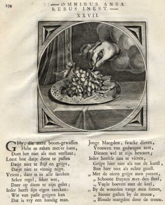 Antique Print-GRAPES-HANDLING THINGS-Venne-Cats-1655