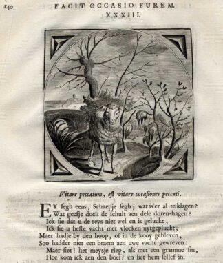 Antique Print-SHEEP-FLEECE-HONESTY-Venne-Cats-1655