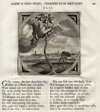 Antique Print-ENT-TREE-HURRY-RUSH-Venne-Cats-1655