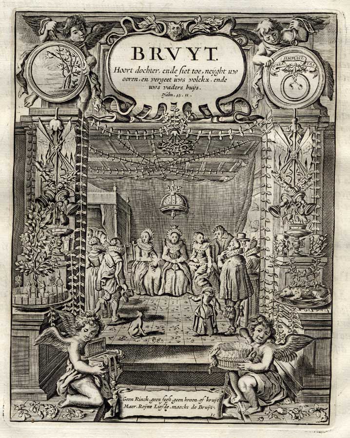 , Antique Satire Print-MARRIAGE-BRIDE-WIFE-Cats-1655, Pictura Antique Prints