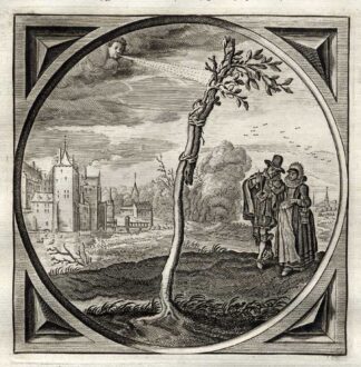 Antique Satire Print-TREE-COUPLE-INOCULATION-Cats-1655