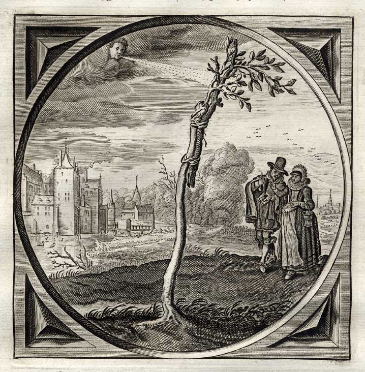 , Antique Satire Print-TREE-COUPLE-INOCULATION-Cats-1655, Pictura Antique Prints