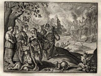 Antique Satire Print-MARRIAGE-HUSBAND-WIFE-SHIP-BURNING-Cats-1655