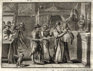 Antique Satire Print-MOTHER-PREGNANT-CHILD-Cats-1655