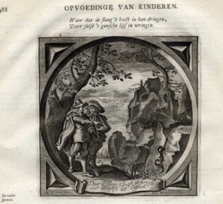 Antique Print-Emblem-Satirical-Proverb-SNAKE-STOP EVIL-Venne-Cats-1655
