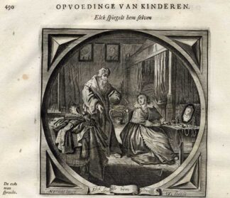 Antique Print-Emblem-Satirical-Proverb-MIRROR-LOOKS-CHARACTER-Venne-Cats-1655