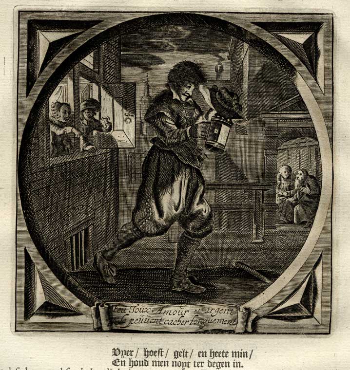 , Antique Print-Emblem-Satirical-Proverb-LOVE-LUST-SEXUAL URGE-Venne-Cats-1655, Pictura Antique Prints