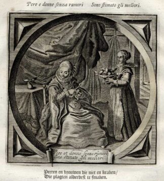 Antique Print-Emblem-Satirical-Proverb-VIRGIN-PEAR-NOISE-Venne-Cats-1655
